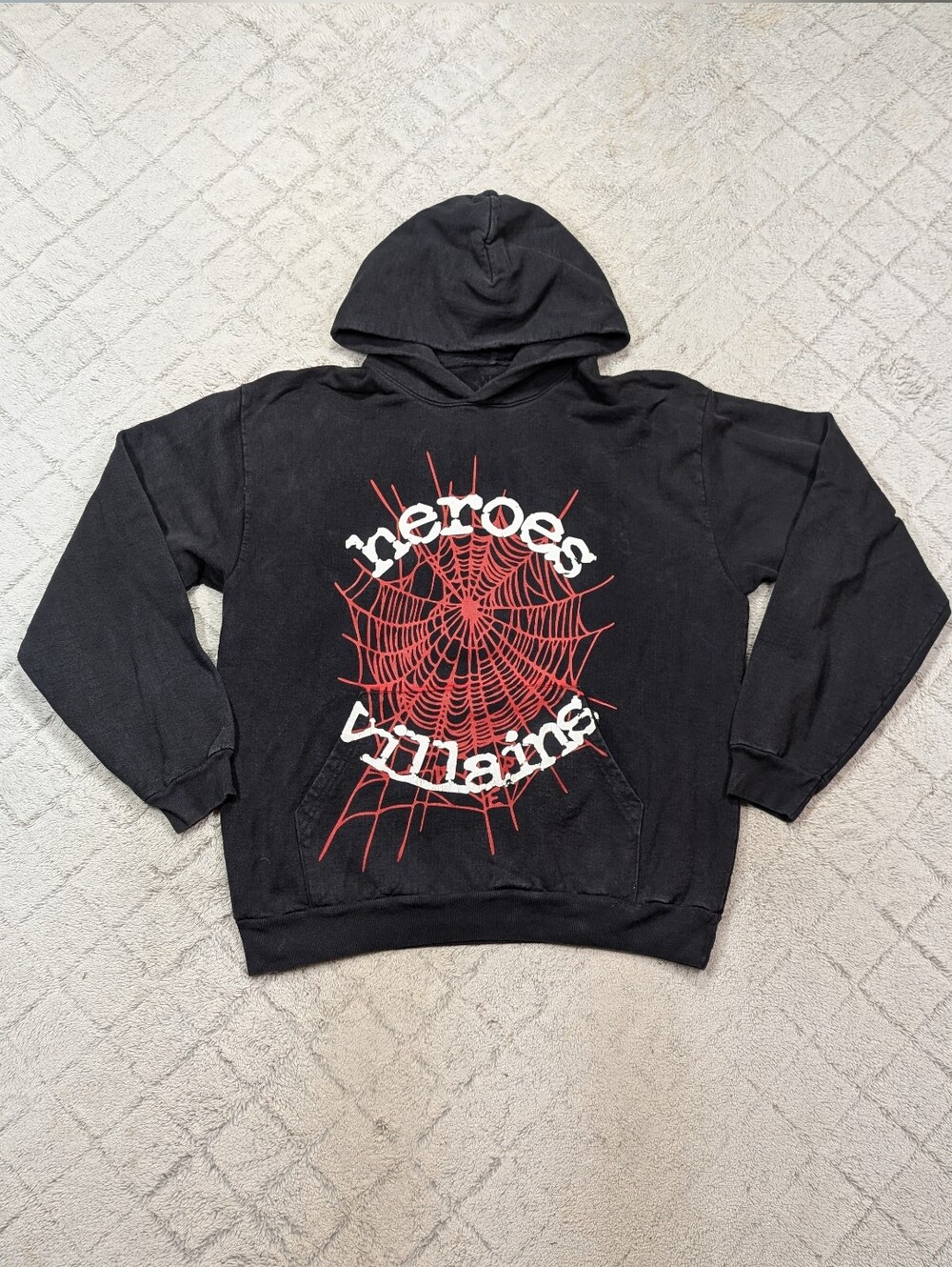 Sp5der Hoodie Mens XL Black Red Metro Boomin Heroes Villains Collab Streetwear